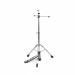 One Cymbal G510 cymbal stand shown in detail with its boom hardware, tripod base, and integrated pedal at the lower end