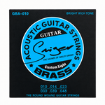 Smiger GBA-010 brass acoustic guitar strings package with all white stickers, external seller labels, QR codes, and barcodes removed, preserving the original manufacturer packaging