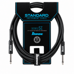 Ibanez SI10 black 3-meter instrument cable with original packaging and two straight mono plugs, front view