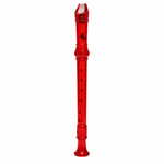 Dark red soprano recorder detail view