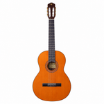 Front view of the orange Rockdale Classic C4 full-size classical guitar