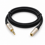 VIOY 1 m braided AUX audio extension cable, angled view showing the cable and 3.5 mm connectors