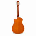 Straight back view of the Smiger GA-H10-3TS acoustic guitar preserving its original 3-color sunburst finish, cutaway body, back, neck, headstock, and tuning machines