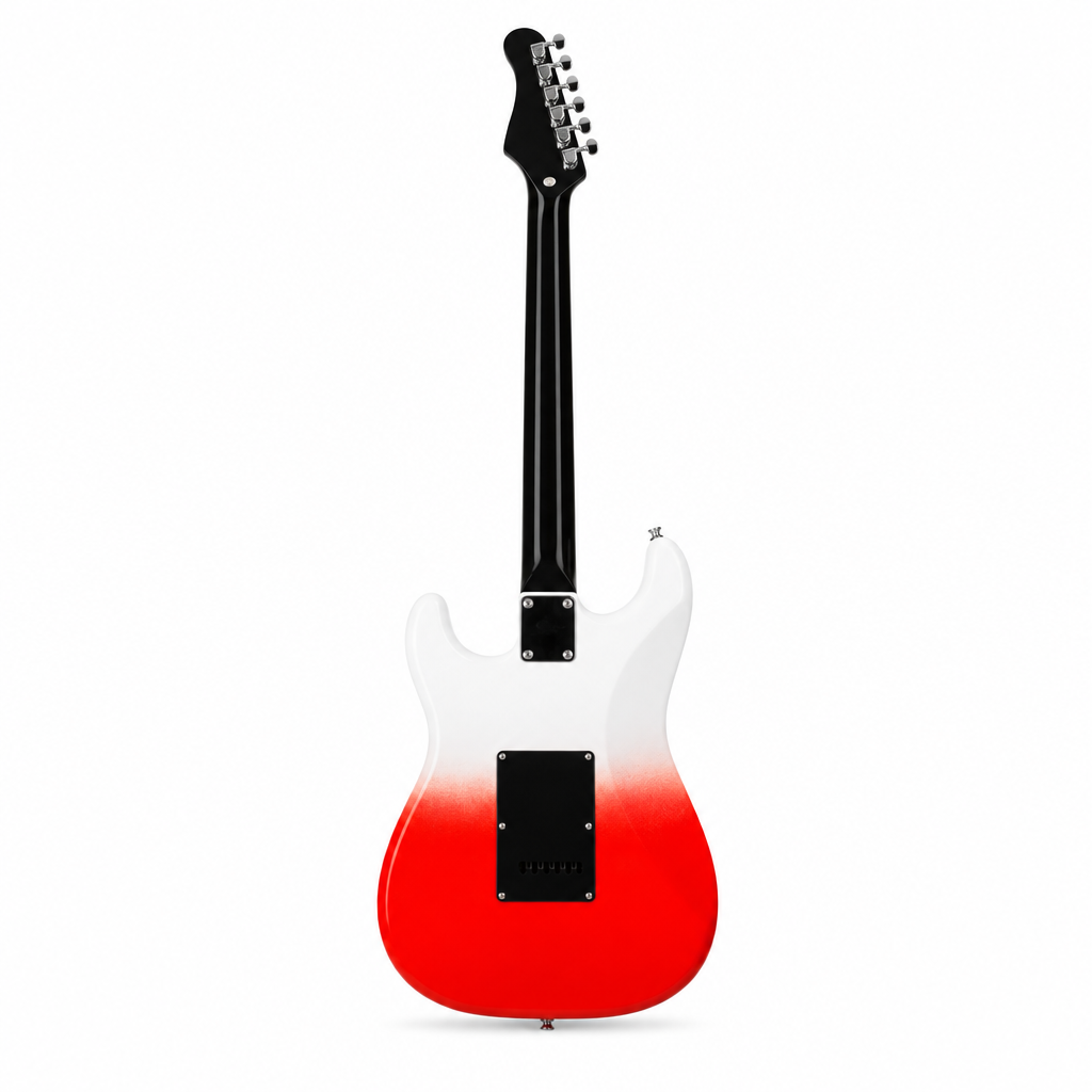 Straight back view of the Smiger L-G2-i6 WKR electric guitar preserving the exact original finish, body shape, back, neck, headstock, and tuning machines