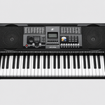 Close detail of the unbranded MK2089 electronic keyboard control panel, display, speakers, buttons, and upper keys
