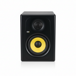 KRK Kreate 5 black powered studio monitor shown from the front with KRK logo, tweeter, and yellow woofer on a white background