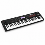 Angled view of the Korg KROSS 2 61-key synthesizer workstation in Super Matte Black.