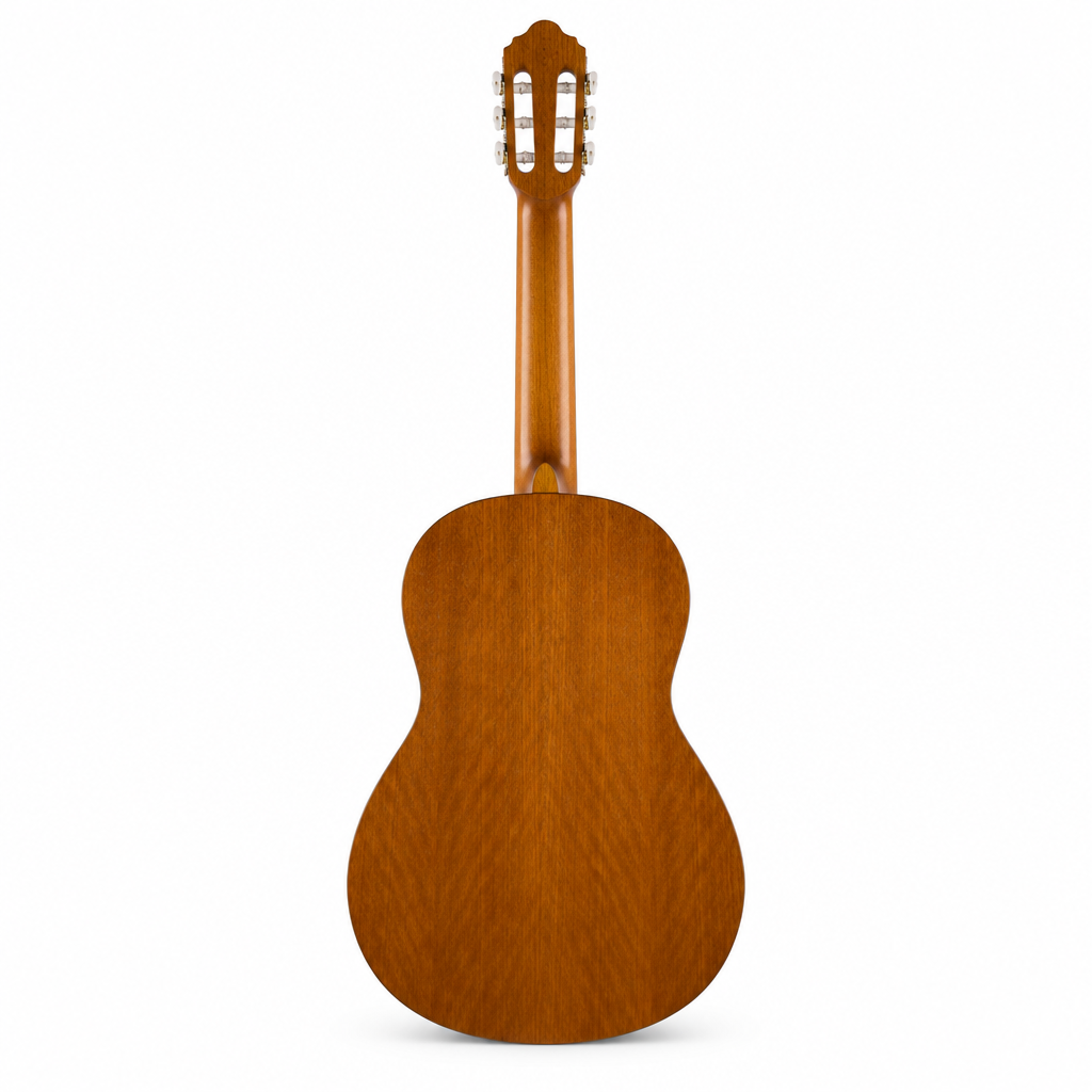 Valencia VC204HVT hybrid classical guitar, full rear view