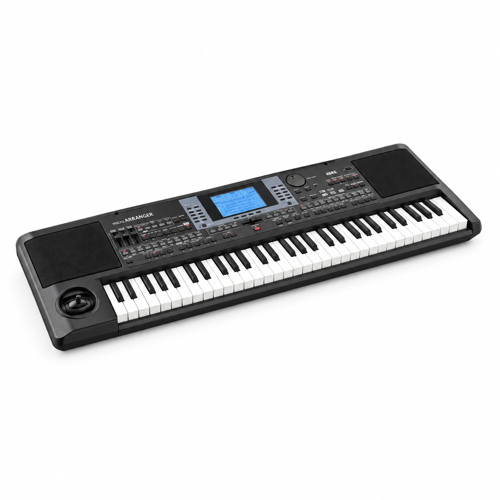 Three-quarter front view of the Korg microARRANGER arranger keyboard