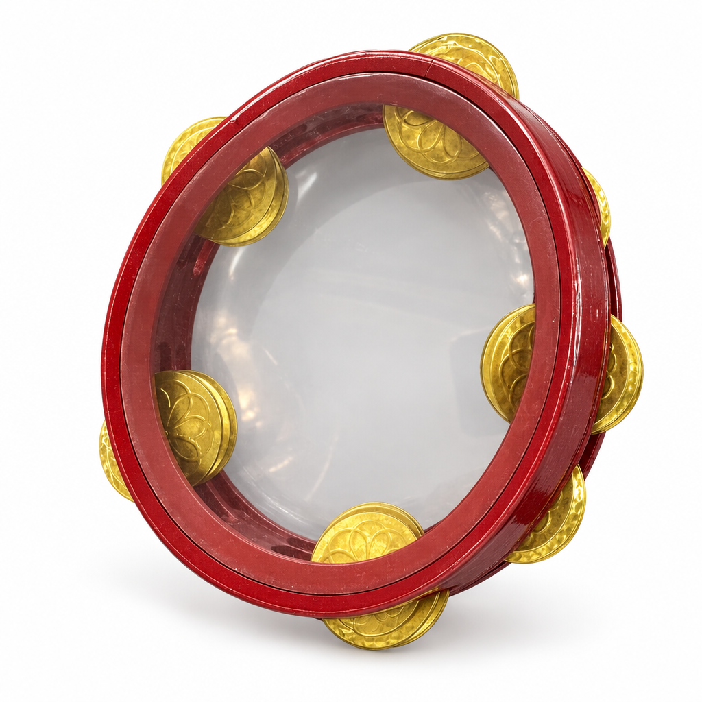 Power Beat handmade Egyptian riqq daff tambourine, angled view
