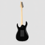 Straight-on full back view of the glossy black Unistar L-G3 electric guitar.