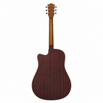 Rear view of the Rockdale Maverick D1 C acoustic guitar showing its sapele back and sides