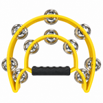 Teniniyu yellow half-moon tambourine, front view