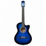Grape 38-inch blue acoustic guitar, straight front view