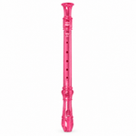 Pink Chinese soprano recorder, full front view without branding