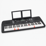 Three-quarter front view of the Medeli M221L learning keyboard with its illuminated keys.