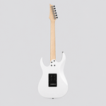 Straight-on full rear view of the Ibanez GRG140-WH white electric guitar against a light gray background.
