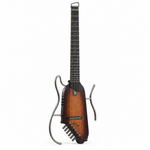 Donner HUSH-I silent acoustic-electric travel guitar, straight front view showing the headless design and removable side frames