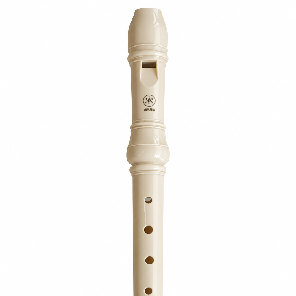 Close-up of the Yamaha YRS-24B soprano recorder mouthpiece and finger holes