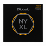 Front view of the D'Addario NYXL1059 7-string electric guitar strings package, 10–59 Regular Light.