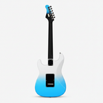 Smiger L-G2-i6-WKB electric guitar shown upright from the back with blue-to-white body, black rear hardware, neck, headstock, and tuners on a white background