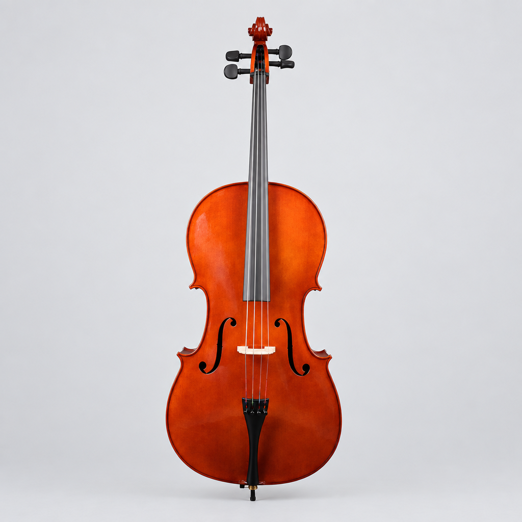 Unbranded HC515 4/4 cello shown from the front in a square studio product image