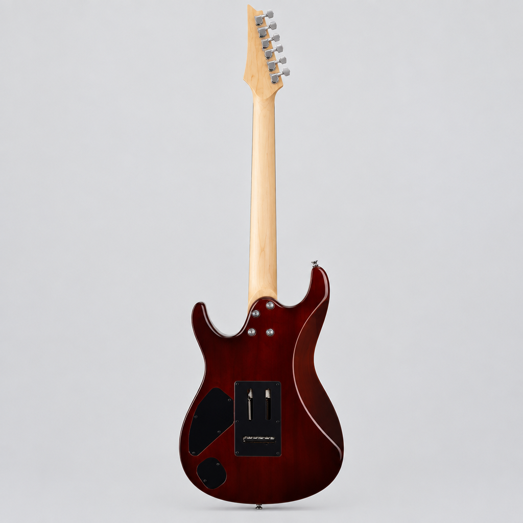 Straight-on full rear view of the Ibanez GSA60 GIO SA electric guitar in Brown Sunburst, based on the provided rear reference image.