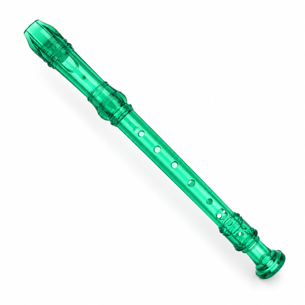 Green Chinese soprano recorder, angled view without branding