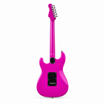 Straight back view of the Smiger L-G2-i6 WKY electric guitar preserving its original white-to-pink gradient finish, body, back, neck, headstock, and tuning machines