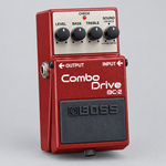 Three-quarter side view of the BOSS BC-2 pedal showing the enclosure and side input/output jacks.
