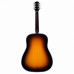 Smiger GN-81D sunburst acoustic guitar, straight back view showing the original body shape and finish