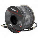 Proel instrumental audio cable roll shown from an angled view with the full coil and both connectors visible