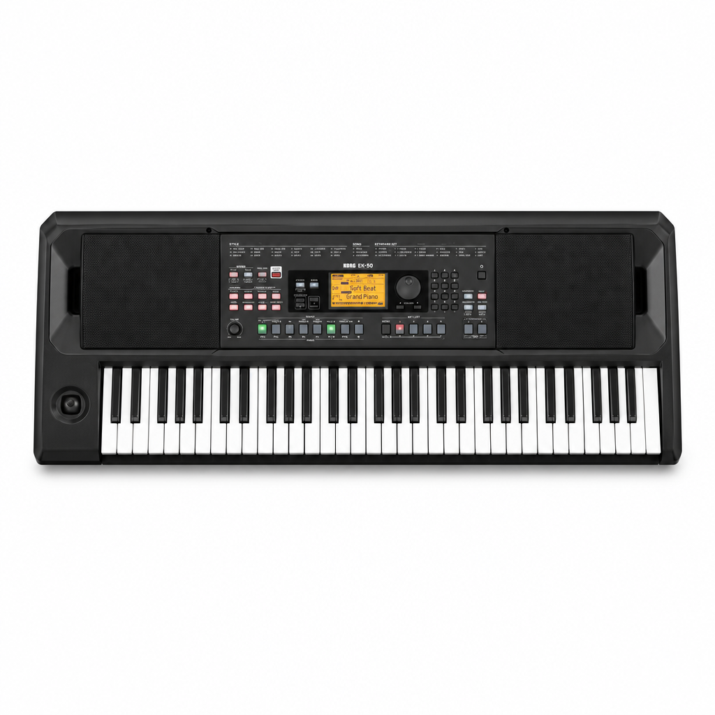 Front view of the Korg EK-50 61-key arranger keyboard.