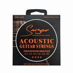 Smiger GPA-012 acoustic guitar strings package, exact original black and orange color preserved, full front view with external stickers and labels removed
