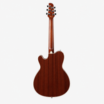 Full rear view of the Ibanez TCM50-VBS guitar showing the mahogany-finish body, neck, and headstock.