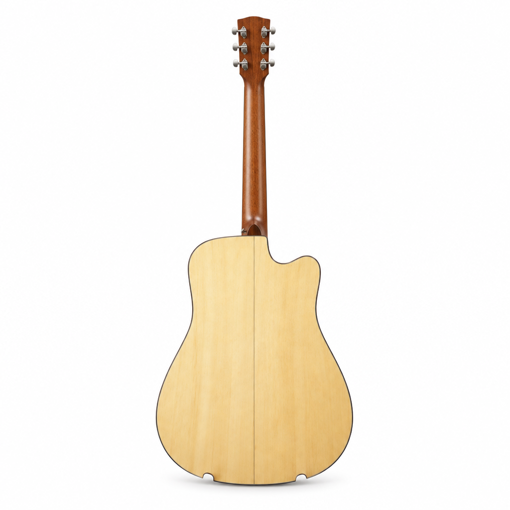 Fenlin Chinese acoustic guitar, full rear view