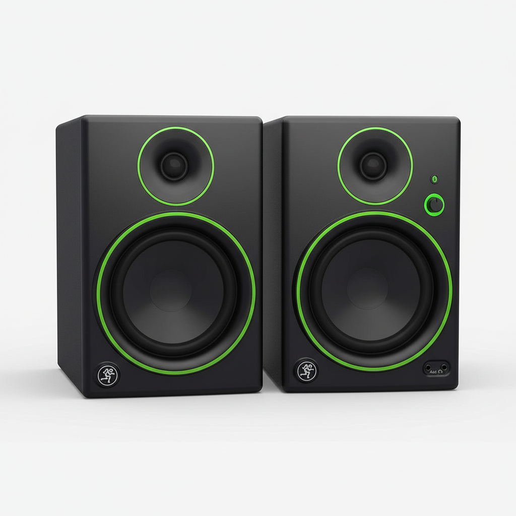 Pair of two Mackie CR5BT 5.25-inch black powered studio monitors shown together from the front