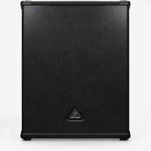 Front view of the Behringer Eurolive B1800XP active subwoofer showing its grille and Behringer badge.