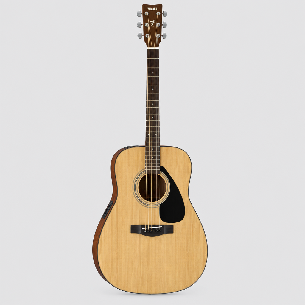 Straight-on full front view of the Yamaha FX310AII acoustic-electric guitar with traditional Western body, spruce top and soundhole pickup system.