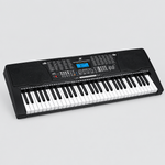 Unbranded MK821 black 61-key portable electronic keyboard shown alone from a three-quarter angle with speakers, keys, LCD display, and control panel