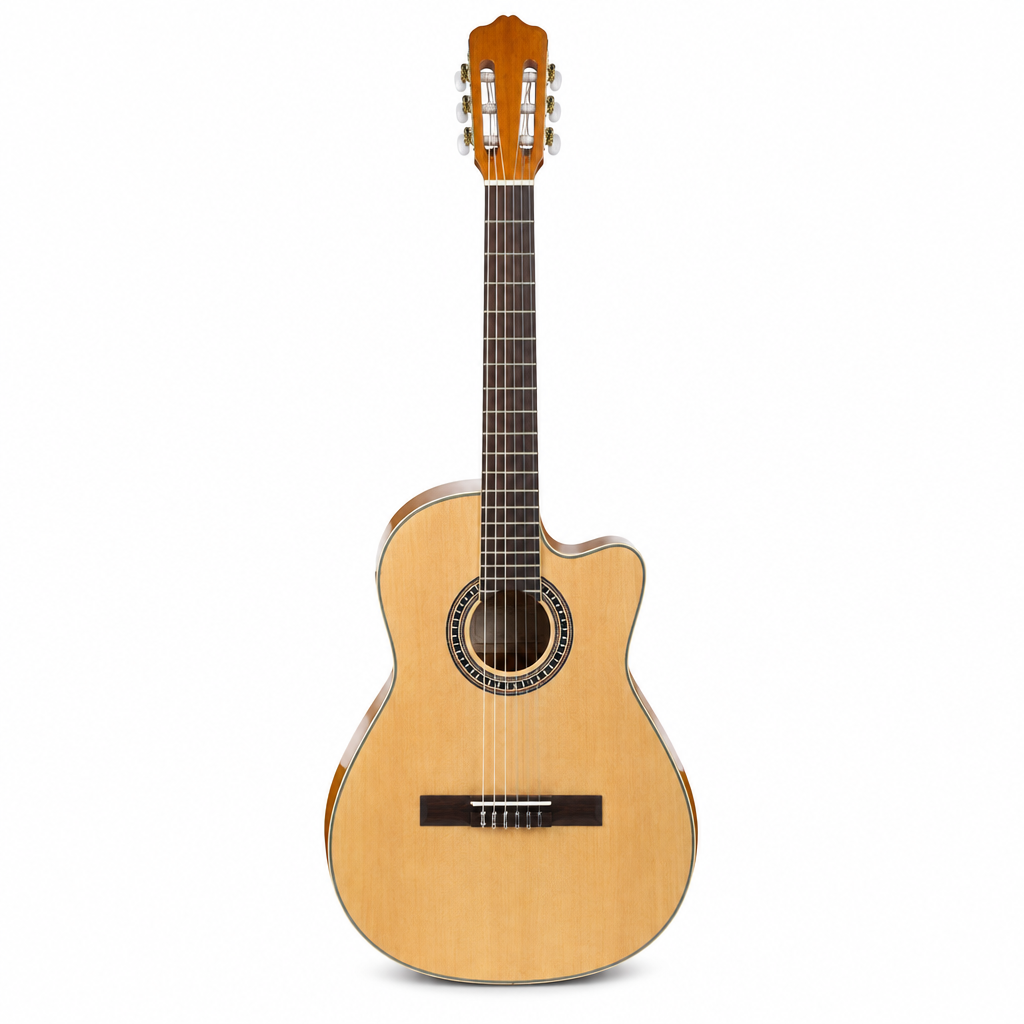 Grape 38-inch natural acoustic guitar, alternate straight front view