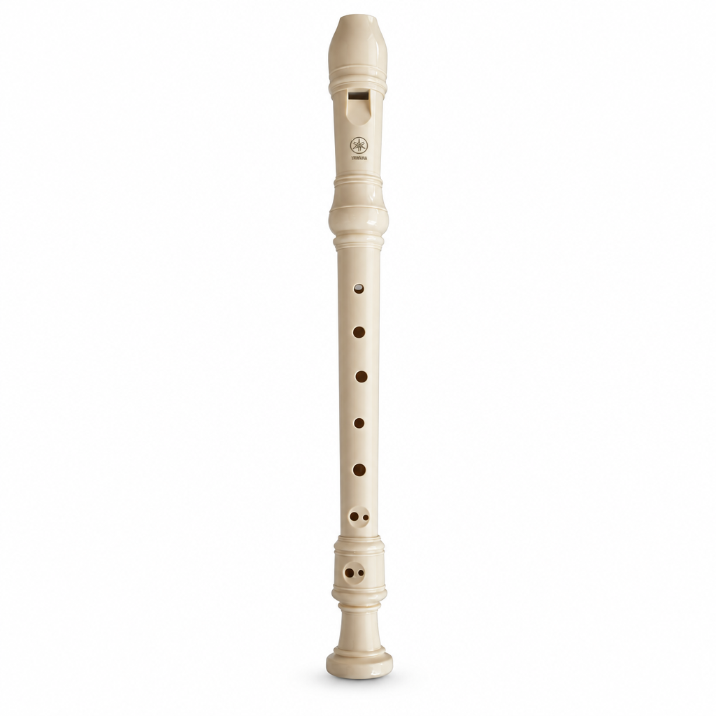 Yamaha YRS-24B ivory soprano recorder, full front view