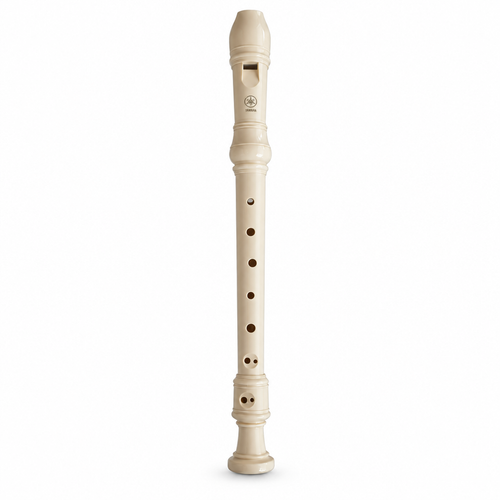Yamaha YRS-24B ivory soprano recorder, full front view