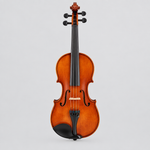 Straight-on full front view of the 4/4 violin in a warm brown finish.