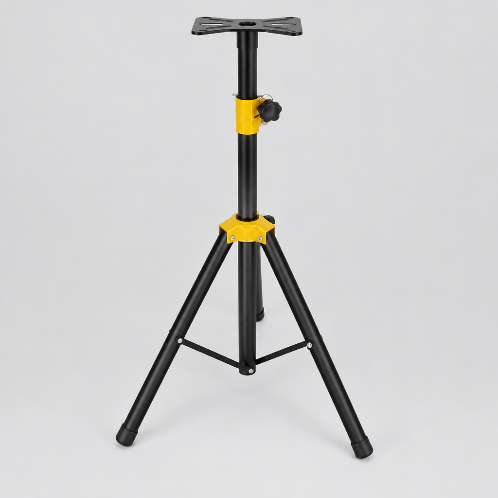 Unbranded yellow Y-403 speaker stand shown from the front in a square studio product image