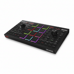 Akai Professional MPC Studio music production controller shown from the front at a three-quarter angle with 16 illuminated pads and hands-on controls on a white background