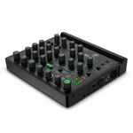 One Mackie MobileMix 8-channel portable audio mixer shown in a three-quarter diagonal view with controls and side connections