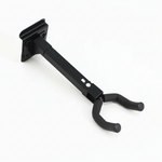 Close detail of the unbranded J-11 guitar wall hanger showing its wall plate, mounting arm, and padded guitar support