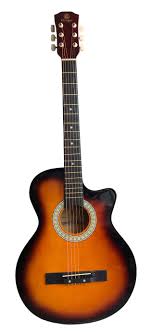 Acoustic guitar with a sunburst finish on a white background