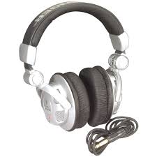 Pair of over-ear headphones with a coiled cable on a white background